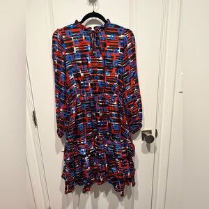 Stylish Kids Formal Dress - Red and Blue Pattern